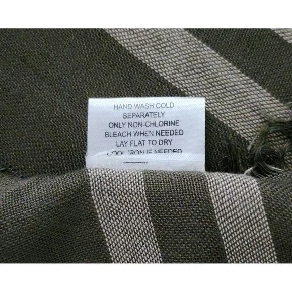 Isa & Stef Womens Embroidered Scarf Wrap Viscose Military Green Fringe 24"x74" - Picture 8 of 8